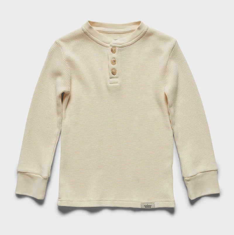 Academy Brand Rookie Sycamore Long Sleeve Henley Tee - Vanilla Academy Brand