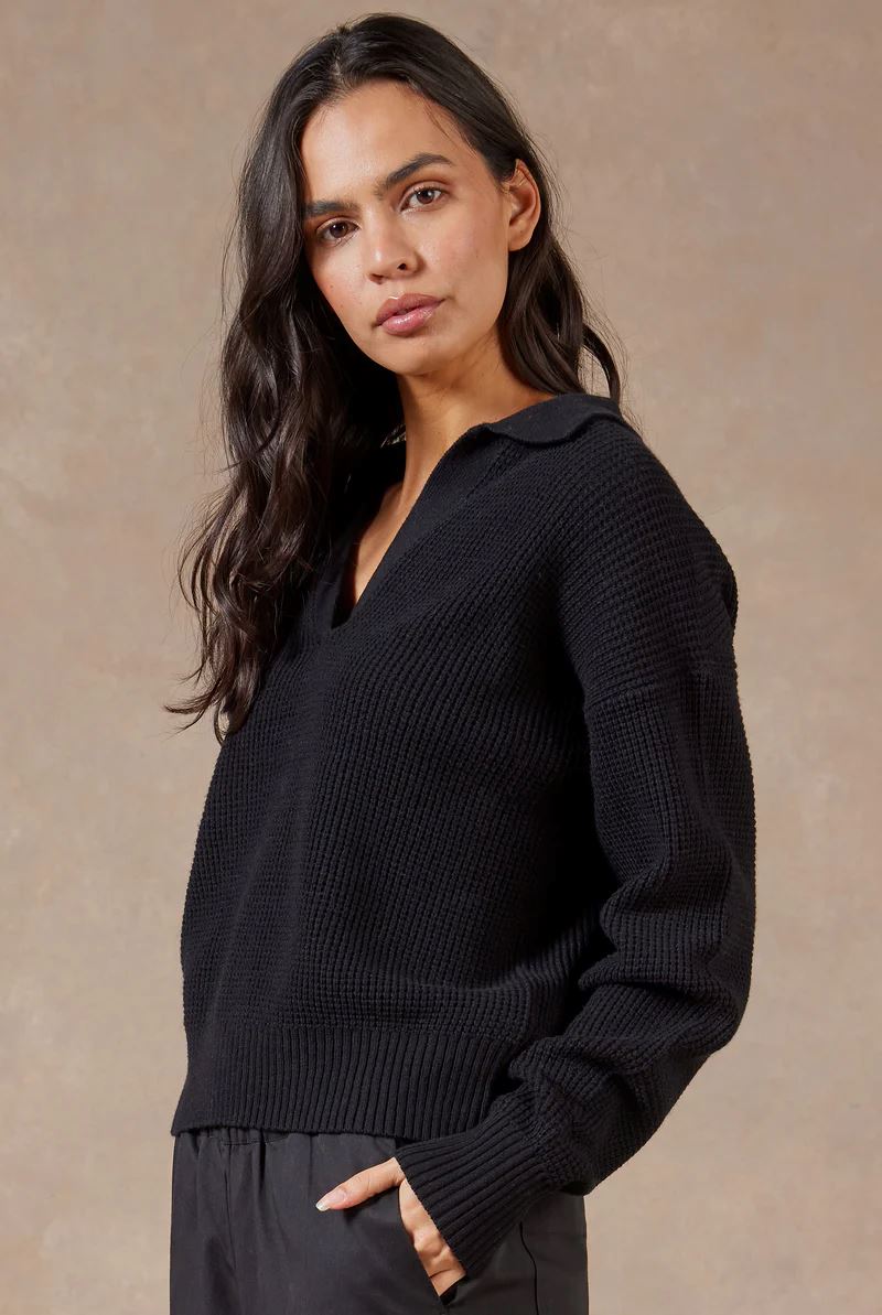 Academy Brand Women's Malibu Collared Sweater - Black Academy Brand