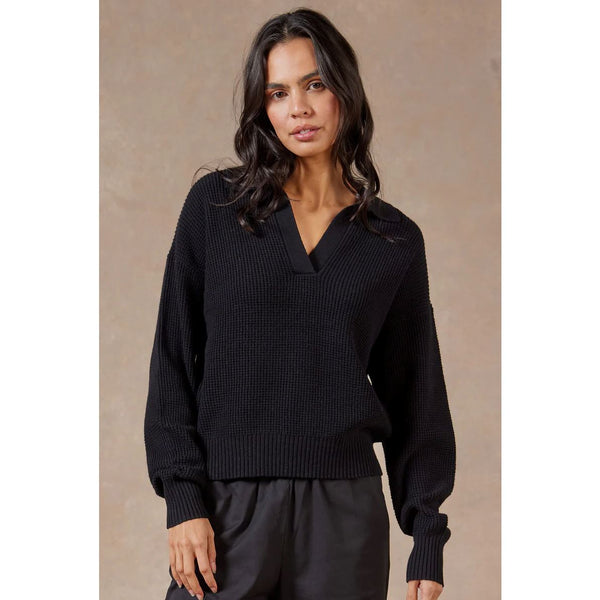 Academy Brand Women's Malibu Collared Sweater - Black Academy Brand