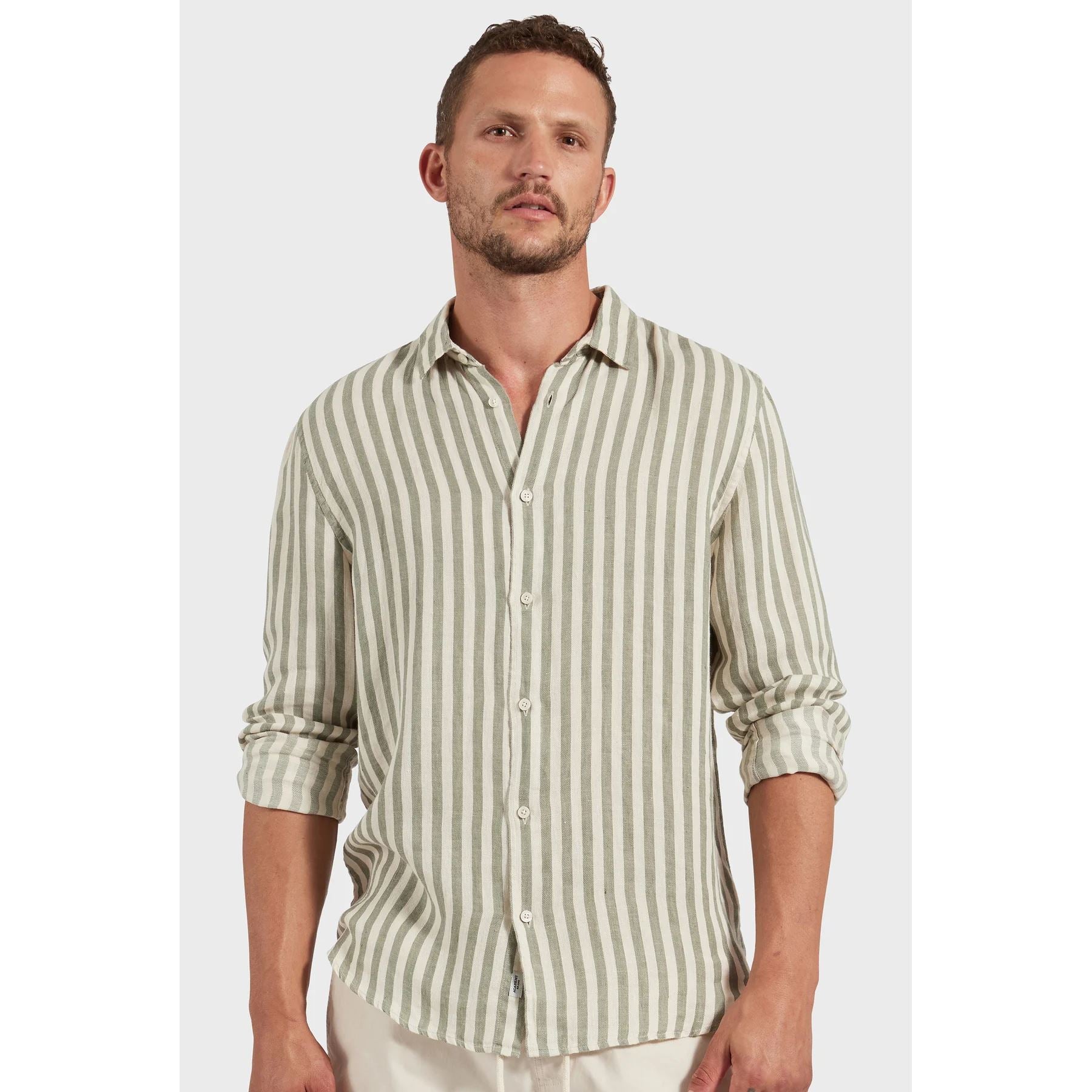 Academy Brand Men's Farrelly Linen Shirt - Jasper Green Academy Brand