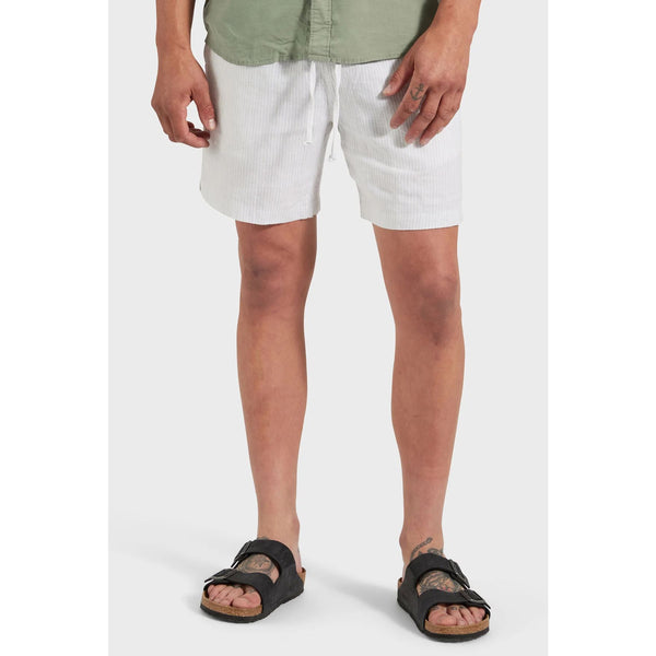 Academy Brand Men's Riviera Linen Shorts - Stripe Sage Green Academy Brand