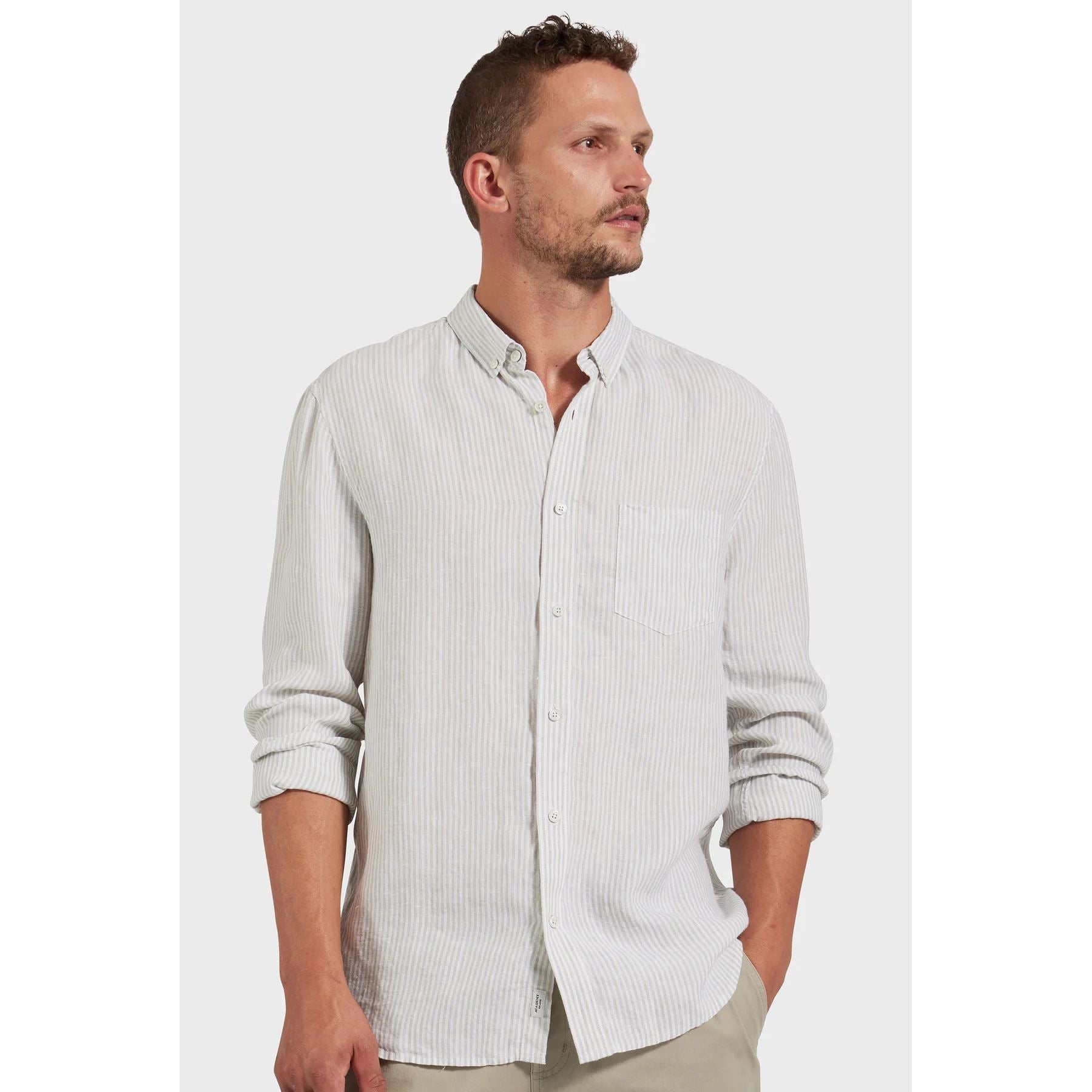 Academy Brand Men's Rory Linen Shirt - Sage Green Academy Brand