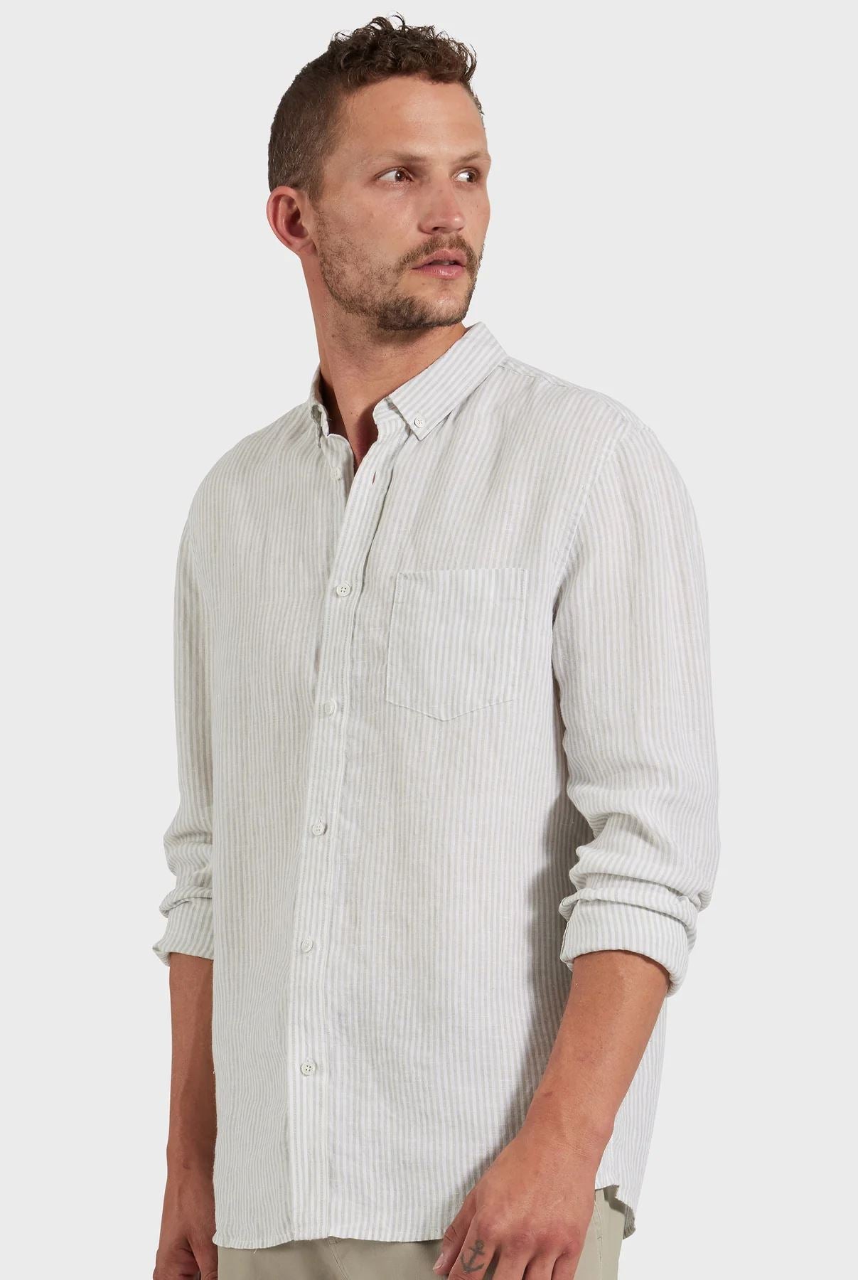 Academy Brand Men's Rory Linen Shirt - Sage Green Academy Brand