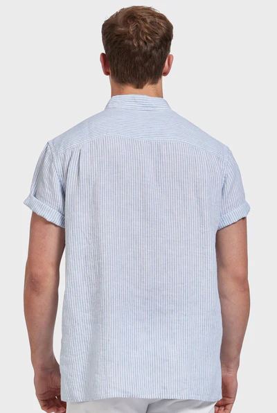 Academy Brand Men's Rory Short Sleeve Linen Shirt - Atlantic Blue Academy Brand