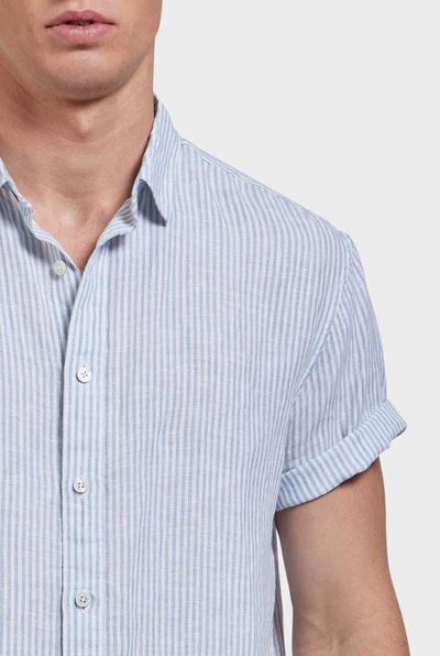 Academy Brand Men's Rory Short Sleeve Linen Shirt - Atlantic Blue Academy Brand