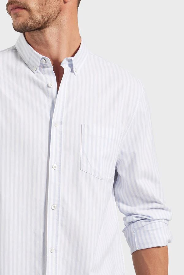 Academy Brand Men's Vintage Oxford Shirt - Pearl Blue Stripe Academy Brand