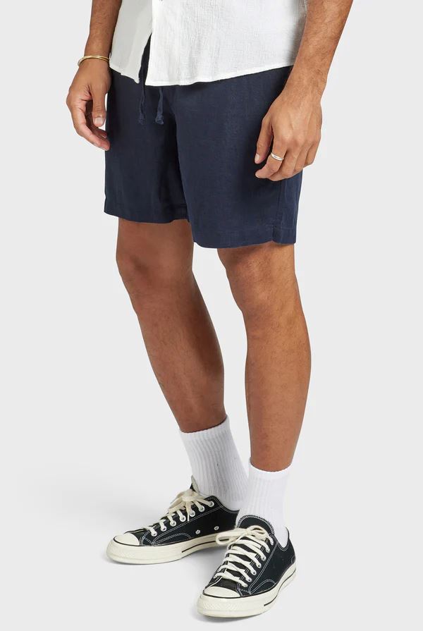 Academy Brand Men's Riviera Linen Shorts - Navy Academy Brand
