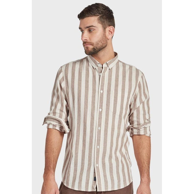 Academy Brand Stringer Linen Shirt - Natural/Pumice Stripe Academy Brand