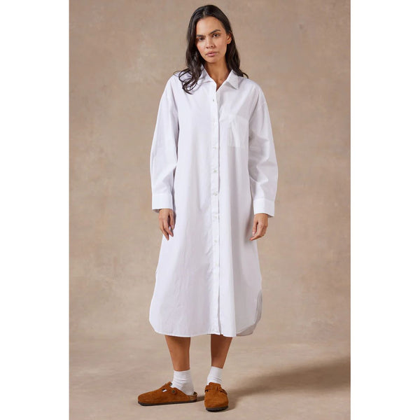 Academy Brand Women's Frankie Long Sleeve Poplin Dress - White Academy Brand