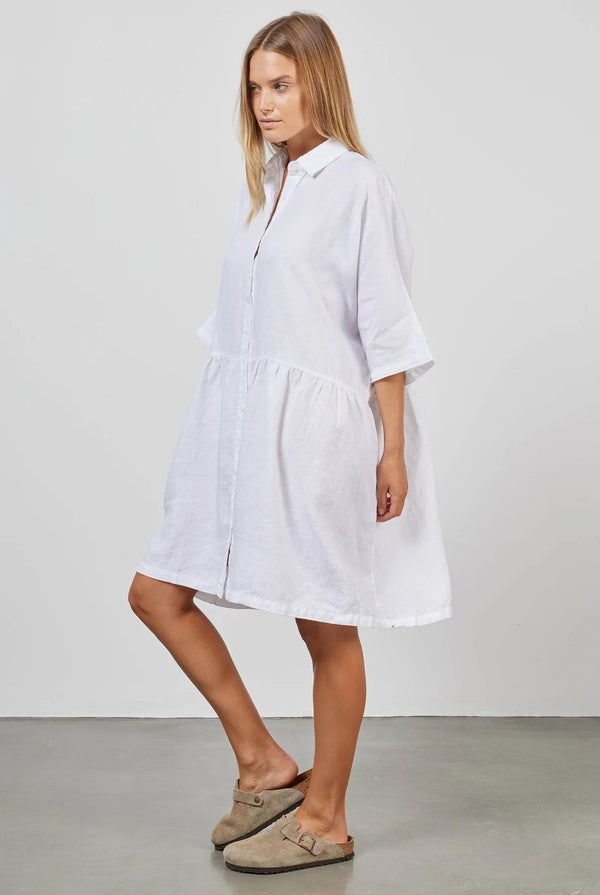 Academy Brand Women's Dolly Linen Dress - White Academy Brand