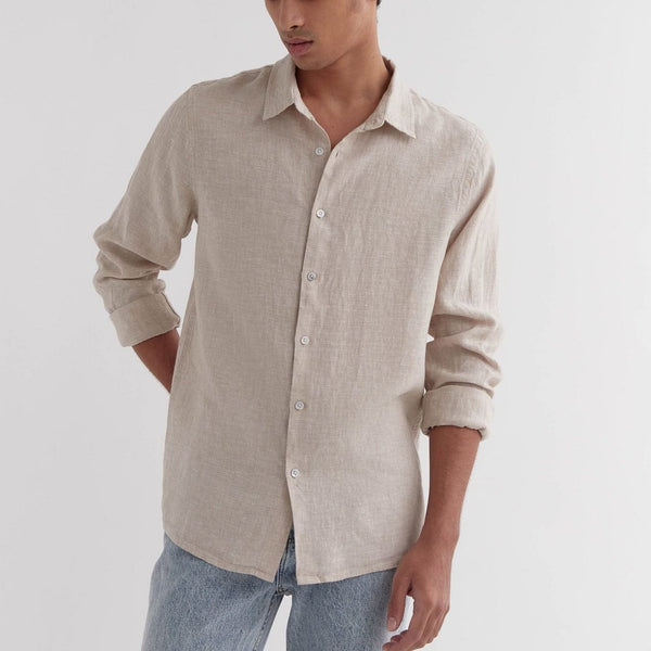Assembly Label Casual Long Sleeve Linen Shirt - Oat Assembly Label