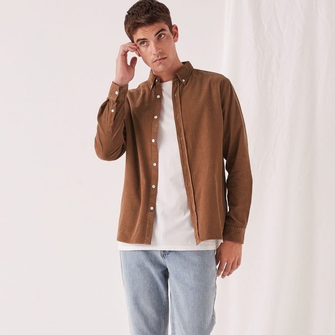 Assembly Label Cord Long Sleeve Shirt - Caramel Assembly Label