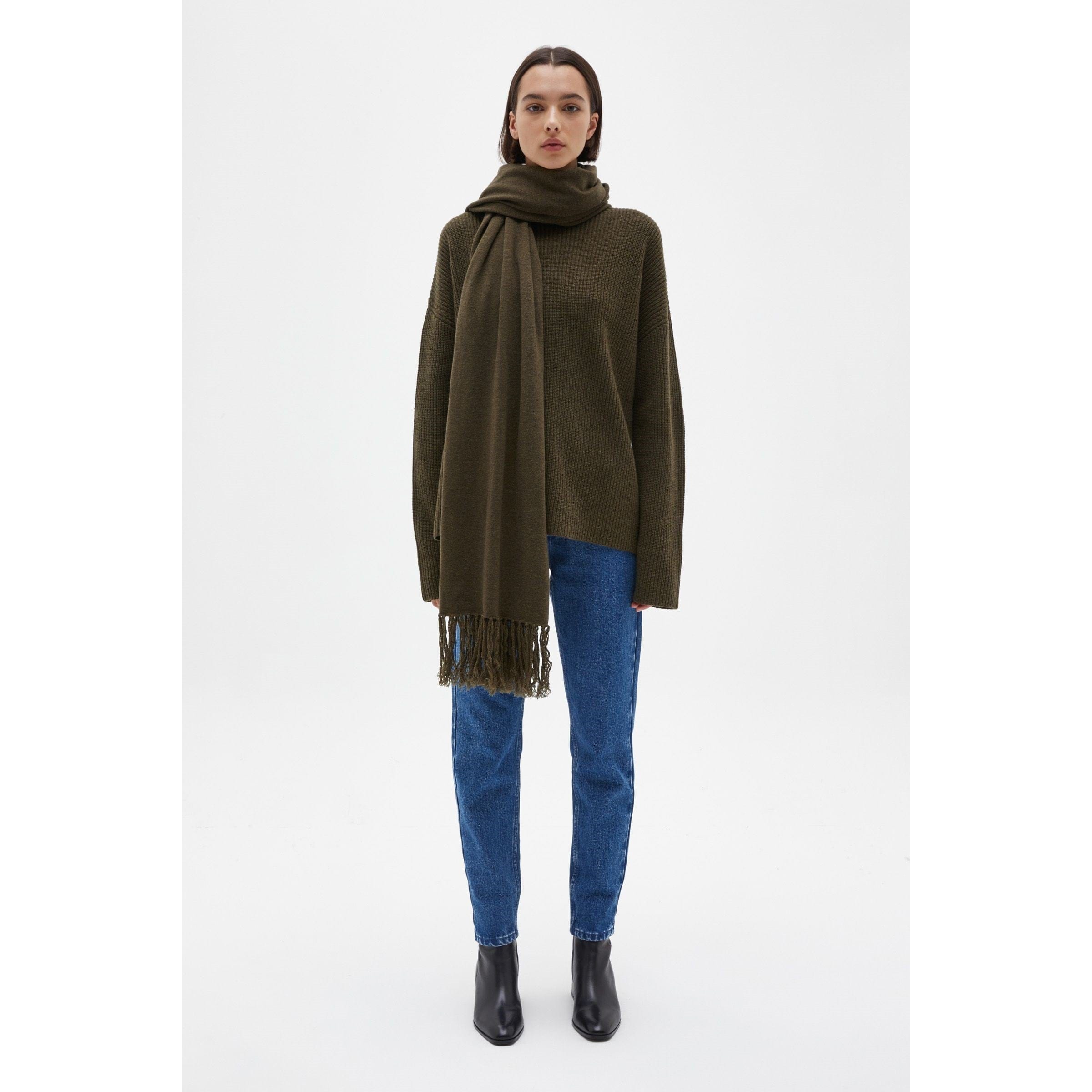 Assembly Label Longline Wool Scarf - Dark Olive Assembly Label