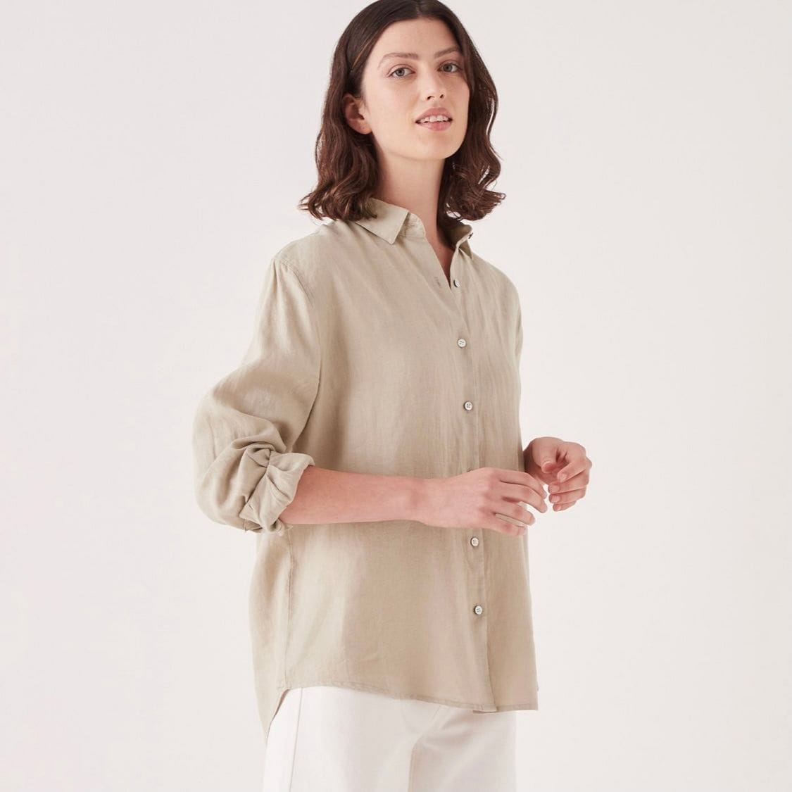 Assembly Label Xander Long Sleeve Shirt - Washed Khaki Assembly Label