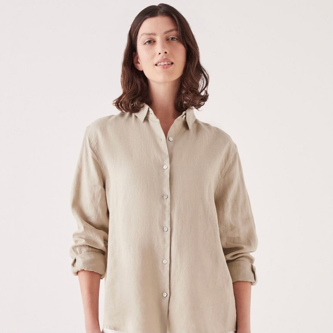 Assembly Label Xander Long Sleeve Shirt - Washed Khaki Assembly Label