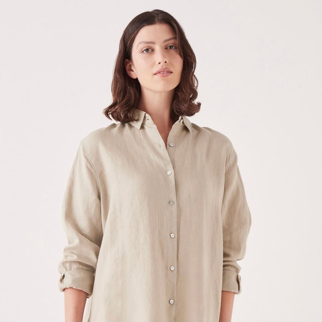 Assembly Label Xander Long Sleeve Shirt - Washed Khaki Assembly Label