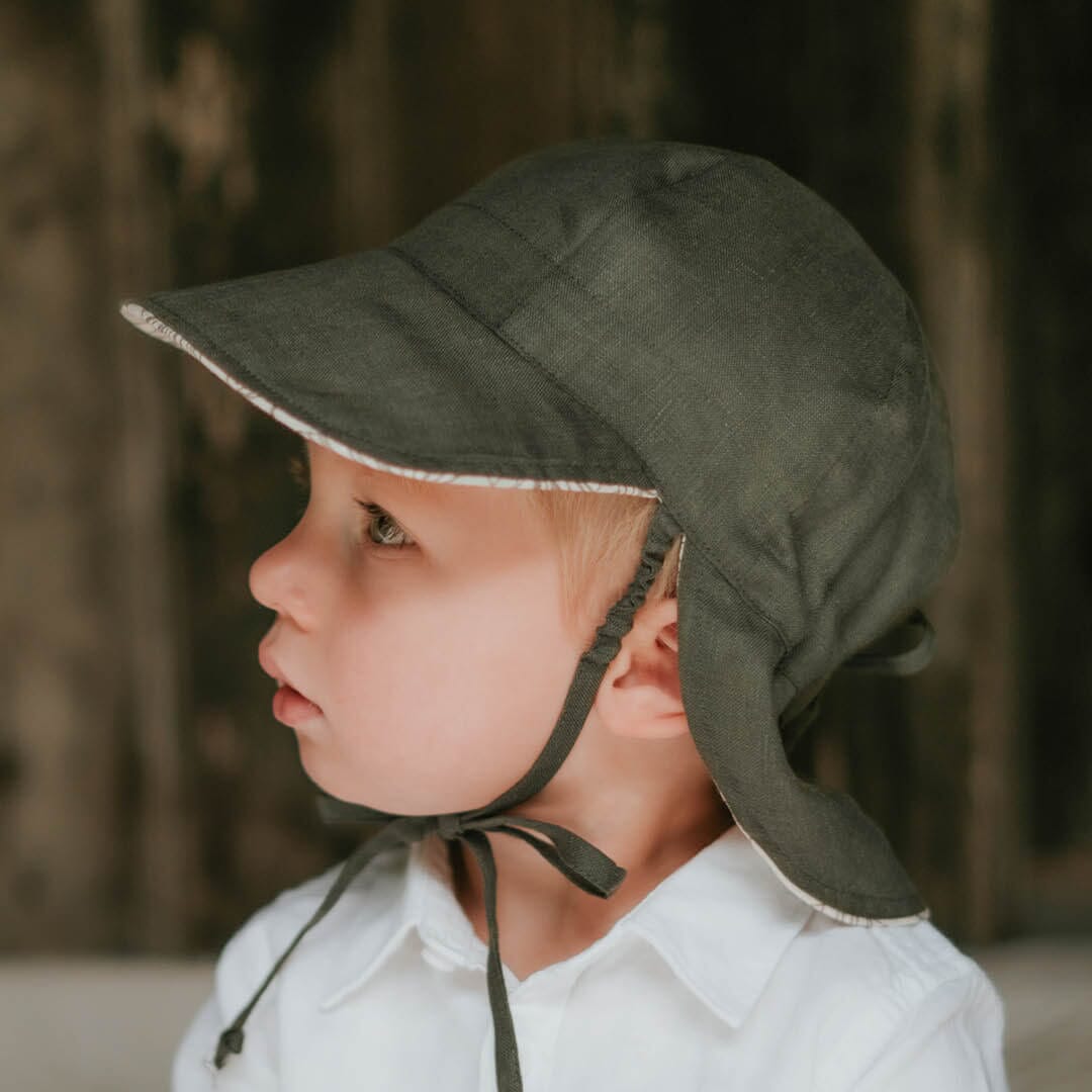 Bedhead Lounger Baby Reversible Flap Sun Hat - Leaf/Moss Bedhead