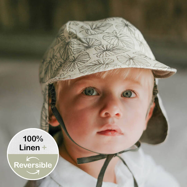 Bedhead Lounger Baby Reversible Flap Sun Hat - Leaf/Moss Bedhead