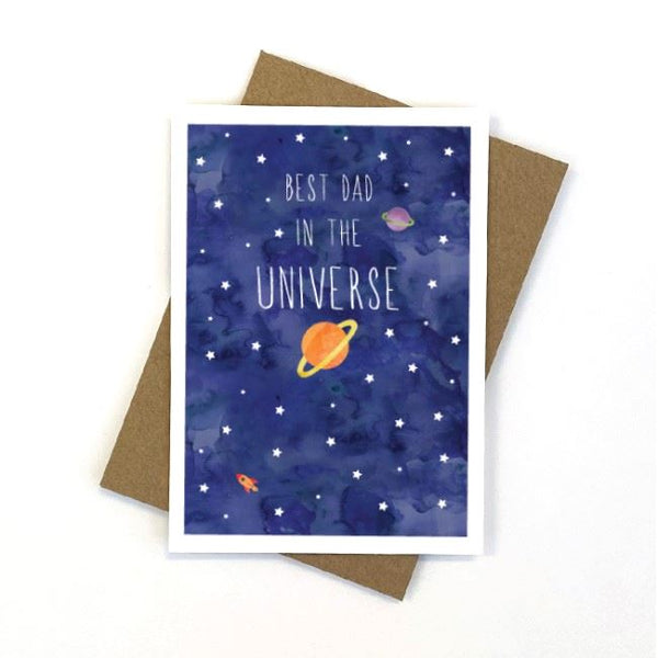 Best Dad in the Universe Greeting Card Candlebark Creations