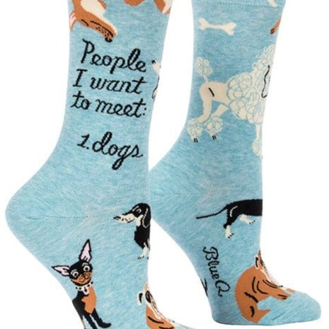 Blue Q Women's Crew Sock- People I Want to Meet: Dogs Eclectic House