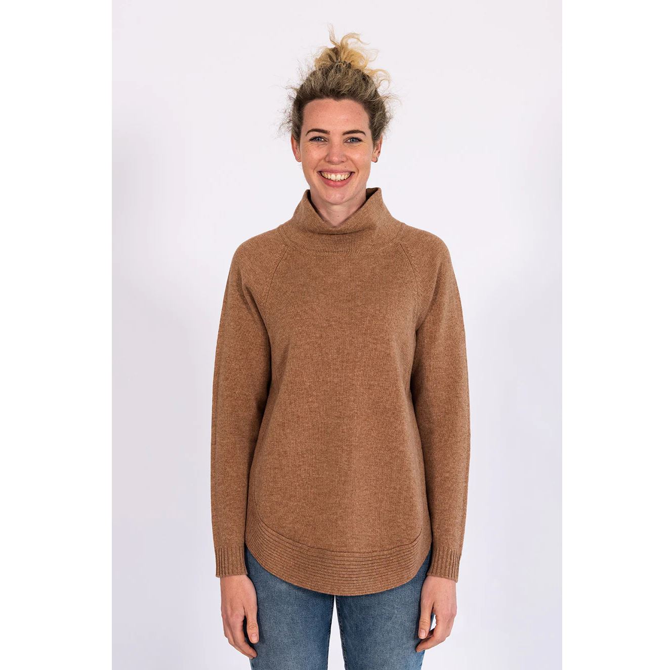 Bow & Arrow Funnel Neck Jumper - Cinnamon Bow & Arrow