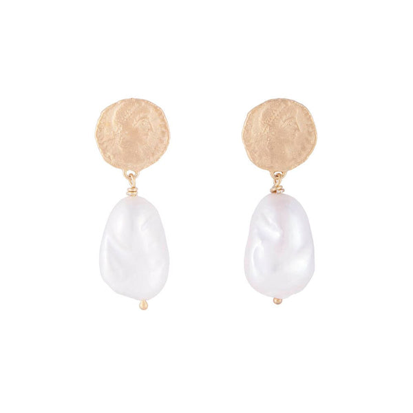 Fairley Ancient Coin Pearl Drops - Gold Fairley
