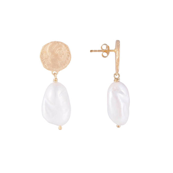 Fairley Ancient Coin Pearl Drops - Gold Fairley