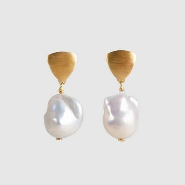 Fairley Baroque Pearl Shield Drop Earrings Fairley