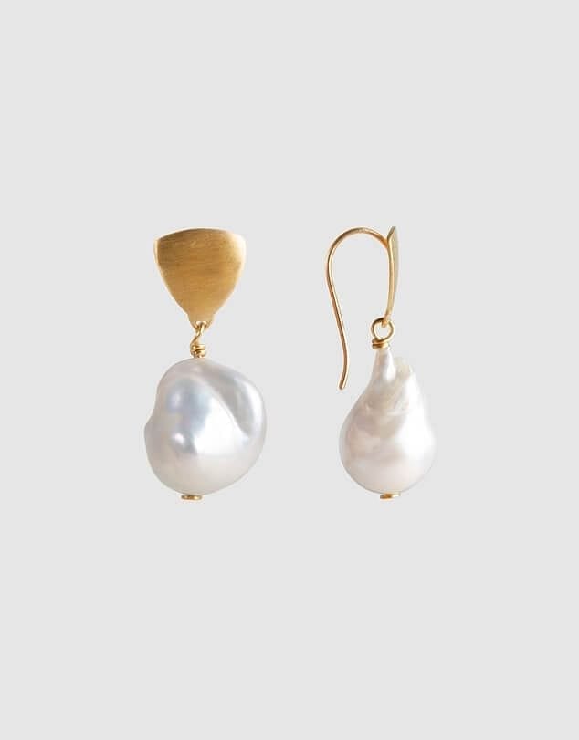 Fairley Baroque Pearl Shield Drop Earrings Fairley