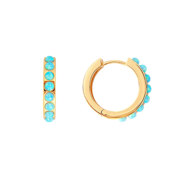 Fairley Blue Opal Crystal Midi Hoops Fairley
