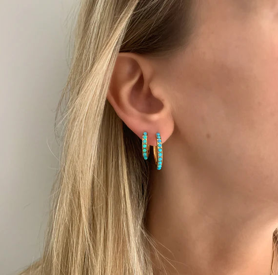 Fairley Blue Opal Crystal Midi Hoops Fairley
