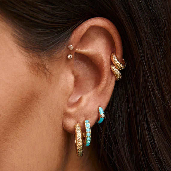 Fairley Blue Opal Crystal Midi Hoops Fairley