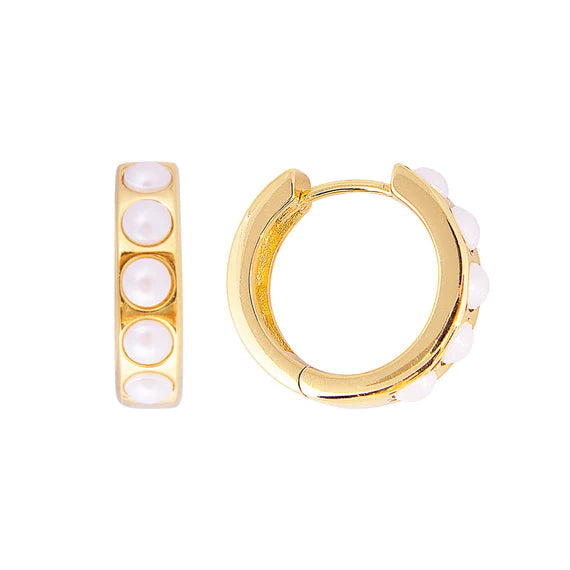 Fairley Crystal Pearl Midi Hoops Fairley