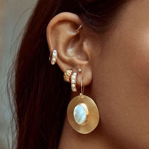Fairley Crystal Pearl Midi Hoops Fairley