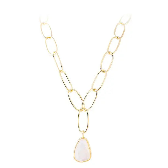 Fairley Free-Form Mother of Pearl Link Necklace - Gold Fairley