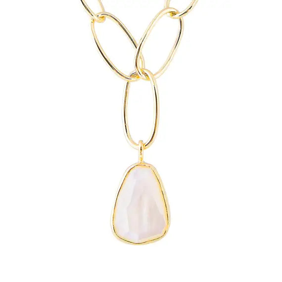 Fairley Free-Form Mother of Pearl Link Necklace - Gold Fairley