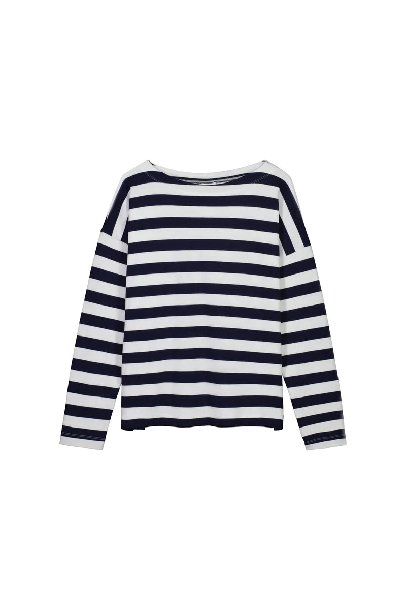 Kowtow Breton Sweater - Navy White Stripe Kowtow