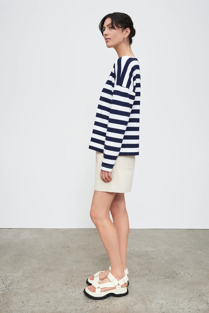 Kowtow Breton Sweater - Navy White Stripe Kowtow