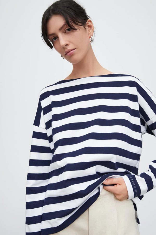 Kowtow Breton Sweater - Navy White Stripe Kowtow