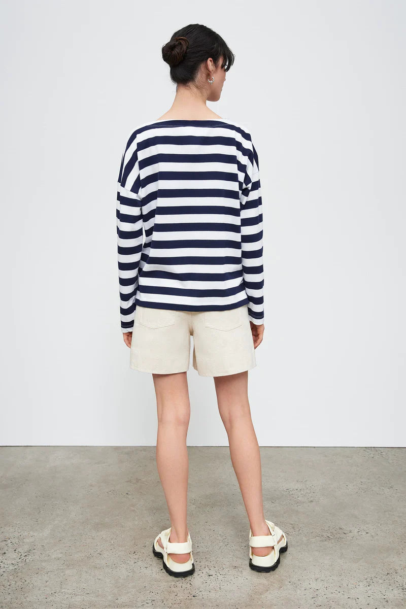 Kowtow Breton Sweater - Navy White Stripe Kowtow