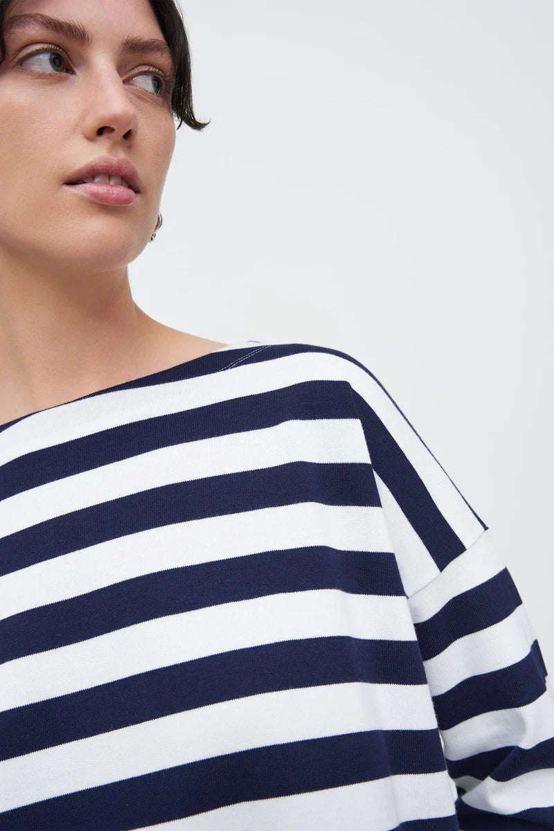 Kowtow Breton Sweater - Navy White Stripe Kowtow