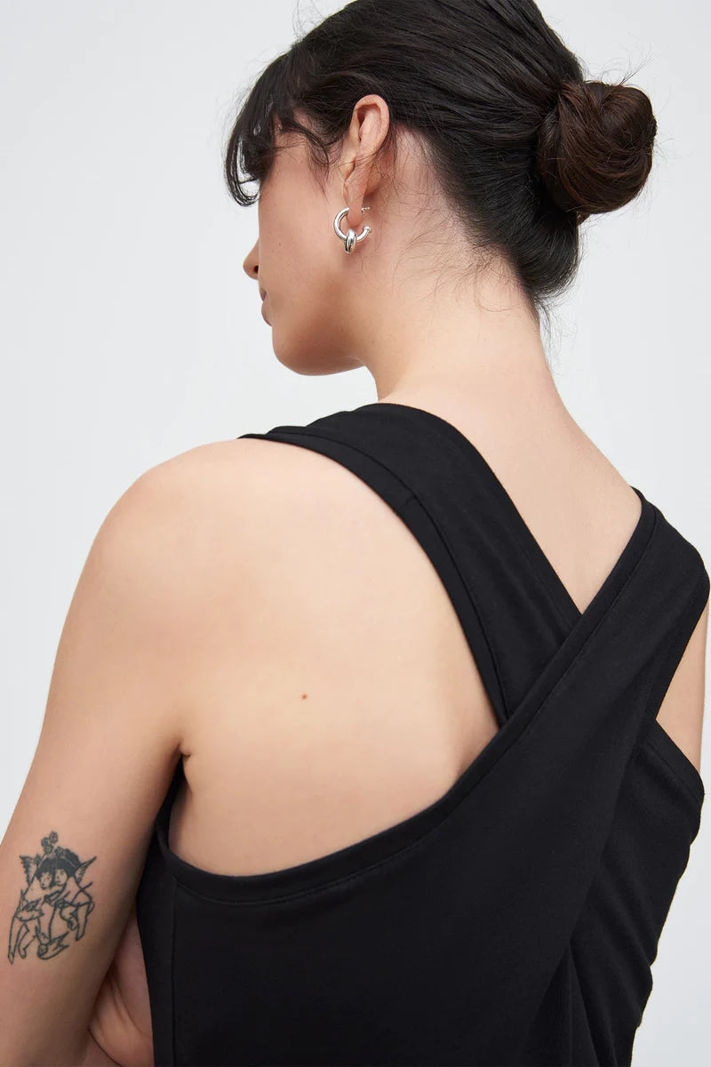 Kowtow Cross Back Singlet - Black Kowtow