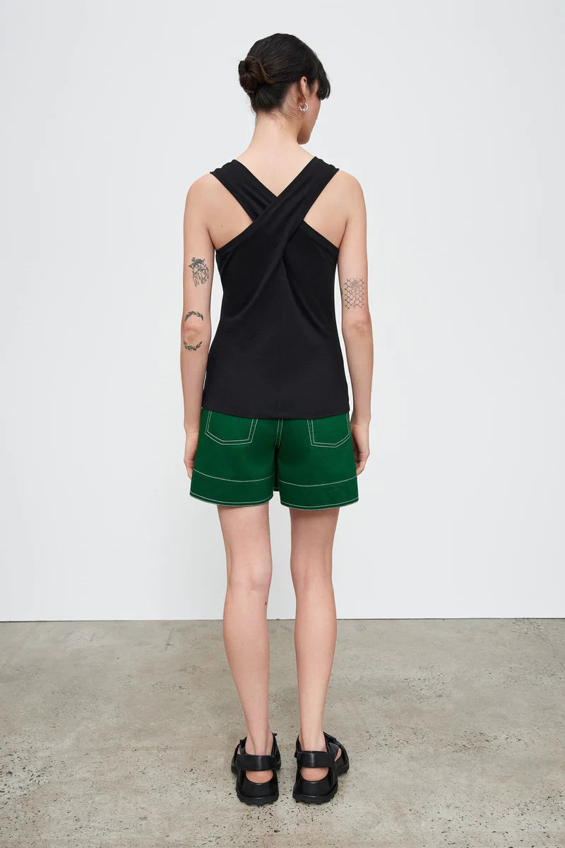 Kowtow Cross Back Singlet - Black Kowtow