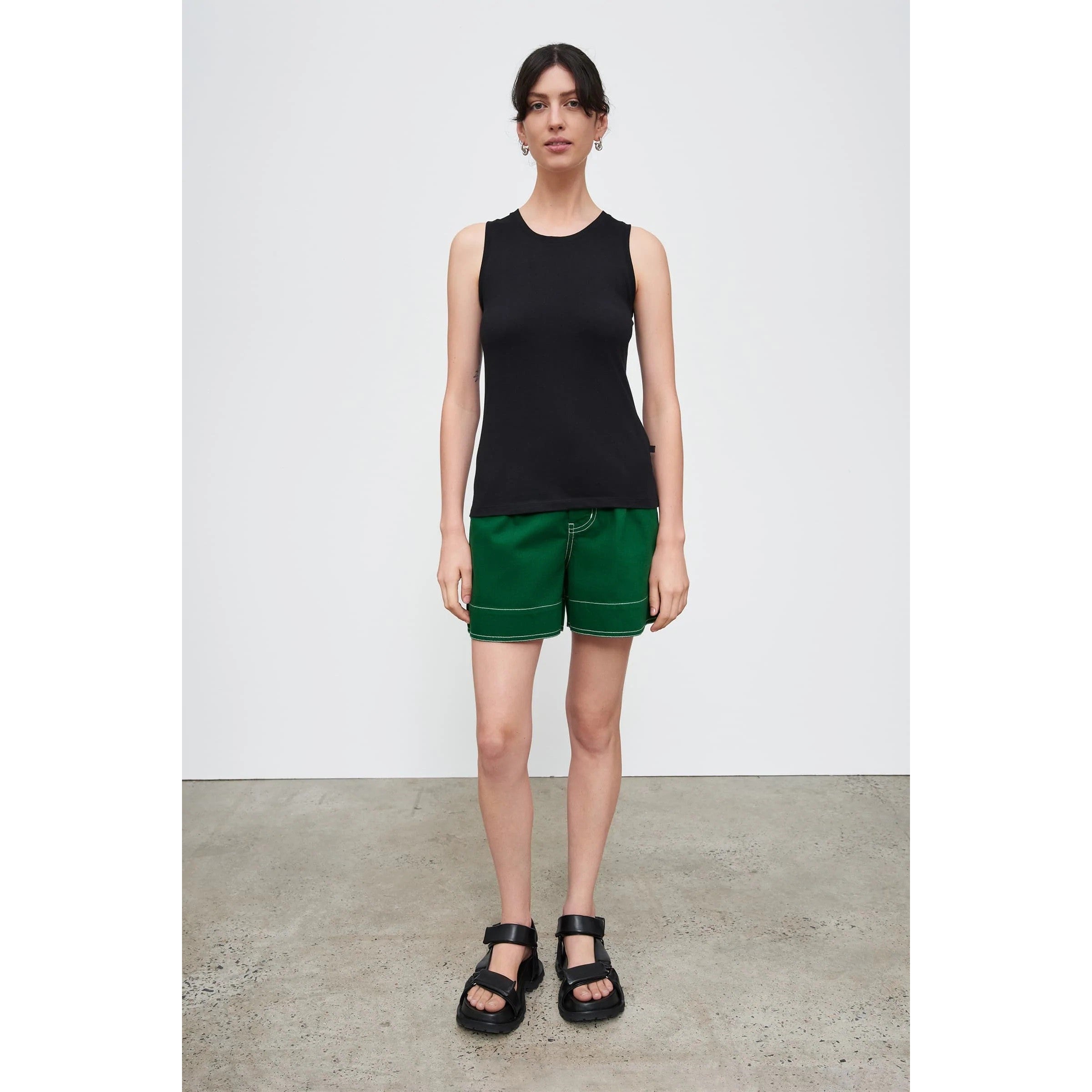 Kowtow Cross Back Singlet - Black Kowtow