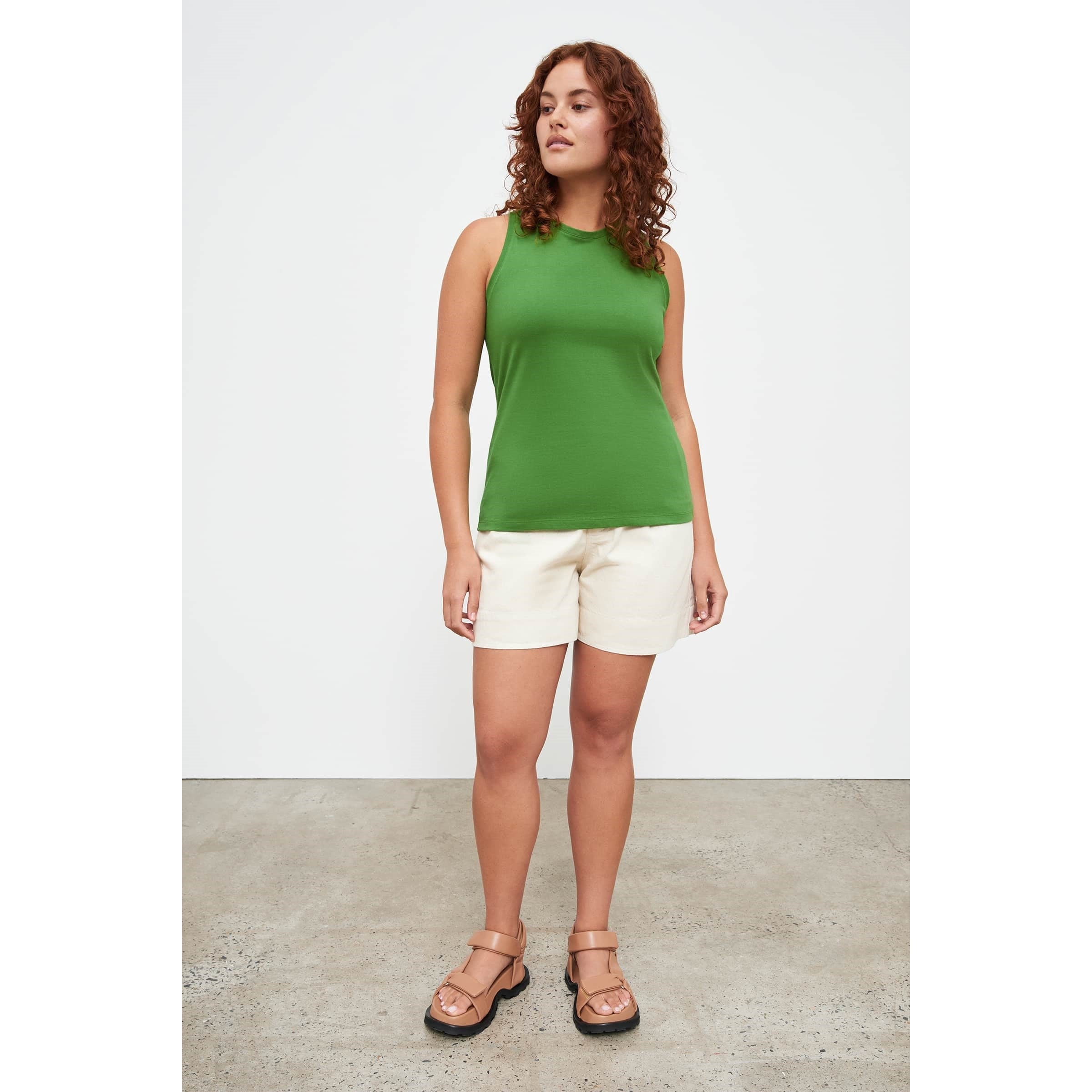 Kowtow Cross Back Singlet - Bright Green Kowtow