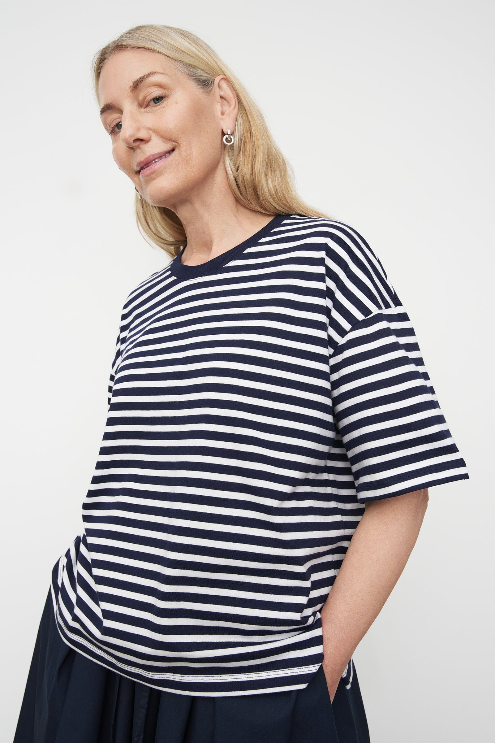 Kowtow Everyday Tee - Navy Stripe Kowtow