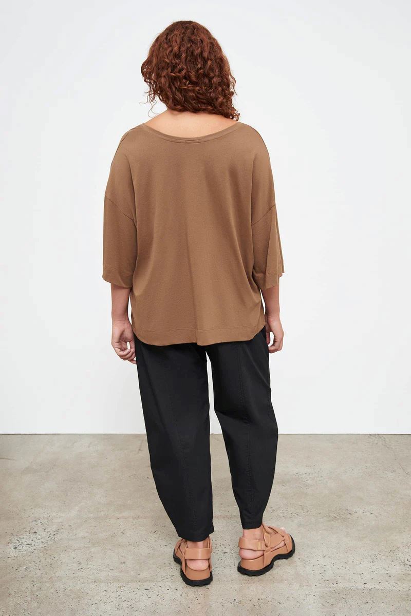 Kowtow Oversized V Neck Top - Earth Kowtow