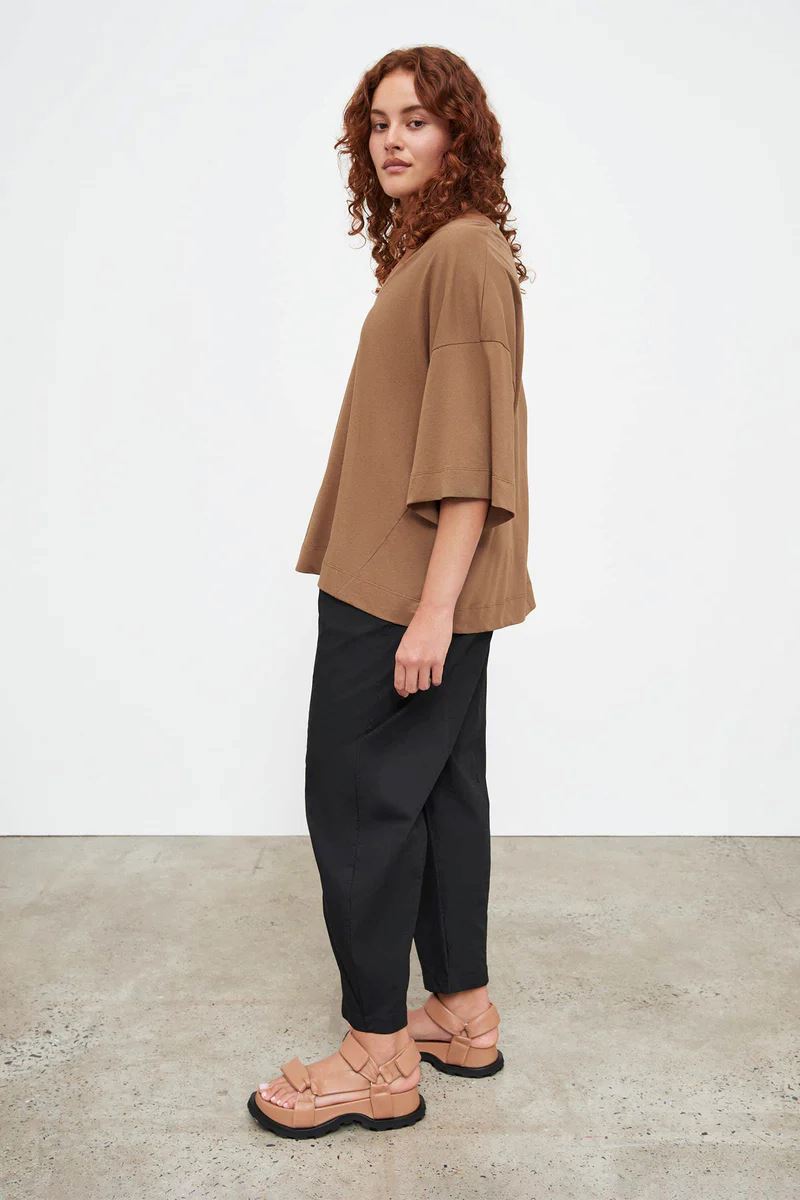 Kowtow Oversized V Neck Top - Earth Kowtow