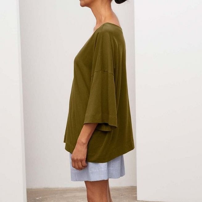 Kowtow Oversized V Neck Top - Khaki Kowtow