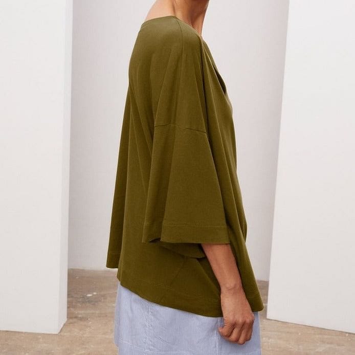 Kowtow Oversized V Neck Top - Khaki Kowtow